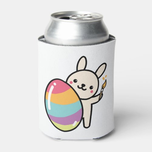 Easter Bunny Egg Painting Easter Egg Cute Adorable Can Cooler