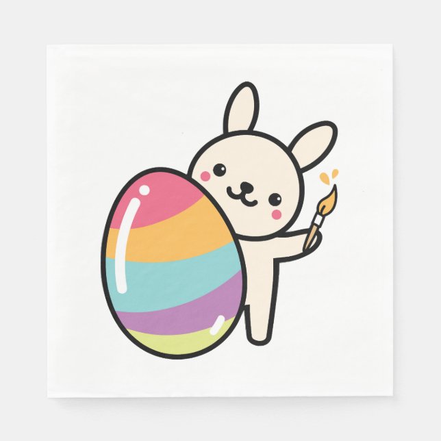 Easter Bunny Egg Painting Easter Egg Cute Adorable Napkins (Front)