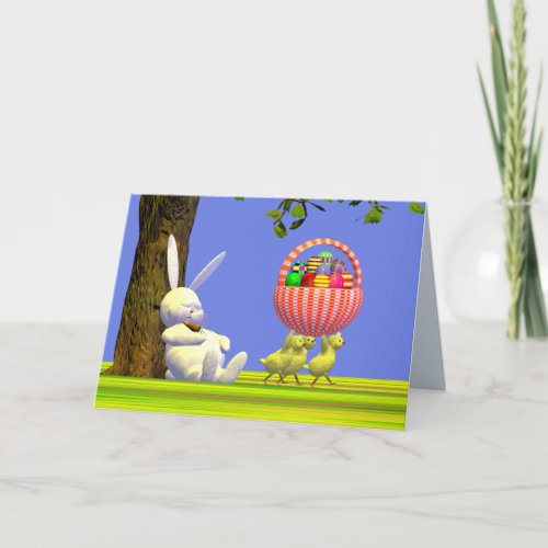 Easter Bunny Egg Robbers Holiday Card