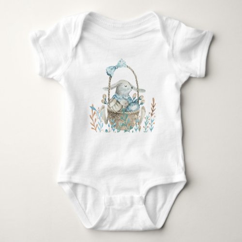 Easter Bunny Eggs and Basket Baby Bodysuit