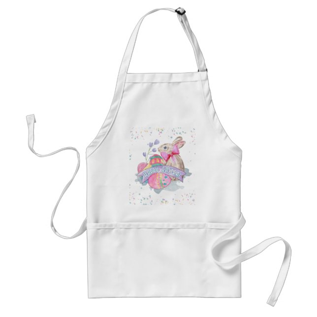 Easter Bunny, Eggs and Confetti ID377 Adult Apron (Front)