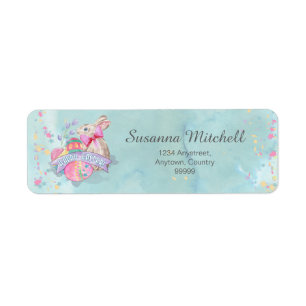 Easter Bunny, Eggs and Confetti ID377 Label