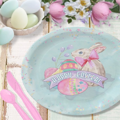 Easter Bunny Eggs and Confetti ID377 Paper Plates