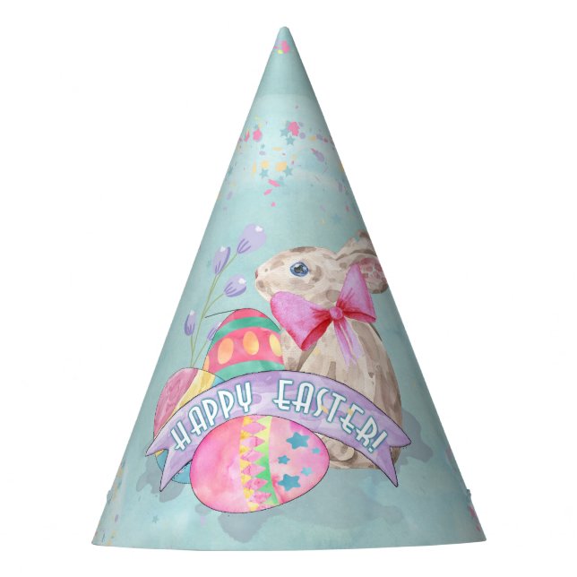 Easter Bunny, Eggs and Confetti ID377 Party Hat (Front)