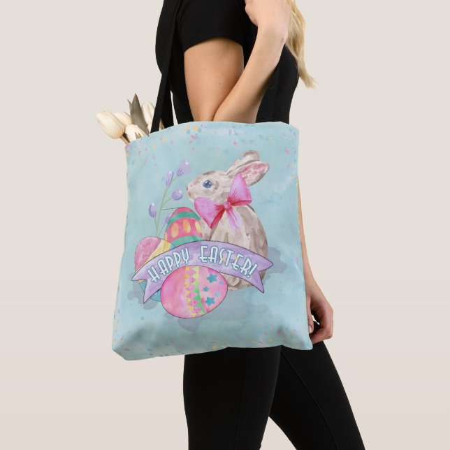Easter Bunny, Eggs and Confetti ID377 Tote Bag (Close Up)