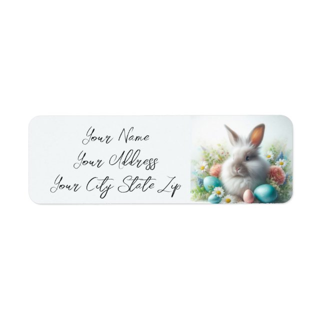 Easter Bunny, Eggs and Flowers  Label (Front)