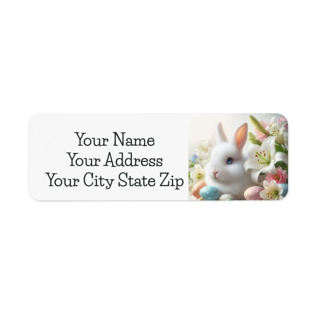 Easter Bunny, Eggs and Flowers  Label (Front)