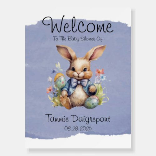 Easter Bunny Eggs and Flowers Welcome Sign