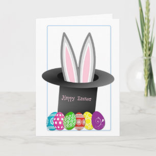 Easter Bunny, Eggs and Top Hat Card