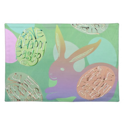 Easter Bunny Eggs Cloth Placemat