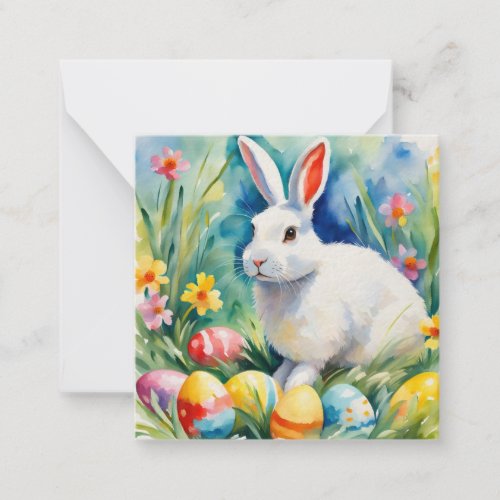 Easter Bunny Eggs Cute Sweet Floral Art Gift Note Card