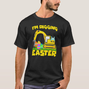 Easter Bunny Eggs Digging Tractor Excavator Kids B T-Shirt