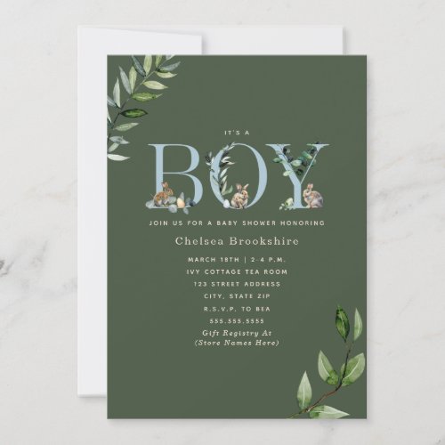 Easter Bunny Eggs Green Boy Baby Shower Invitation