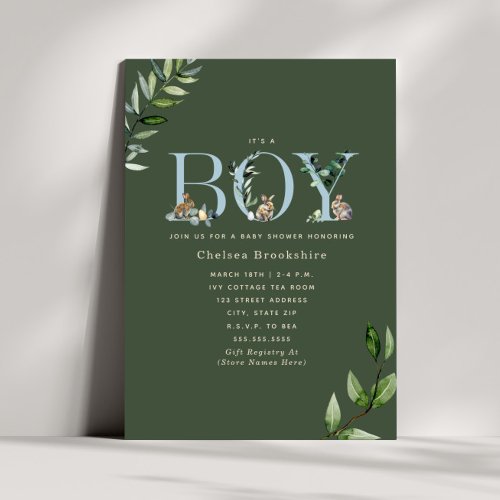 Easter Bunny Eggs Green Boy Baby Shower Invitation