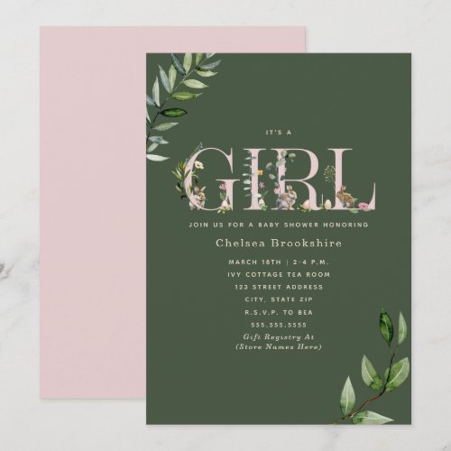 Easter Bunny Eggs Green Girl Baby Shower Invitation