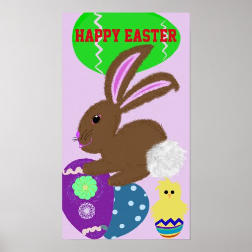 Easter Bunny Eggs Holiday Poster