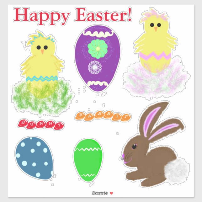 Easter Bunny Eggs Laser Cut Vinyl Sticker (Sheet)