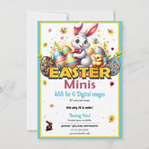 Easter Bunny  Eggs Photography Minis Mini Flyer  Invitation