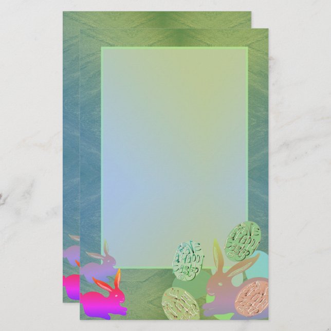 Easter Bunny Eggs Stationery (Front/Back)