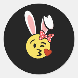 Easter Bunny Emoji Classic Round Sticker