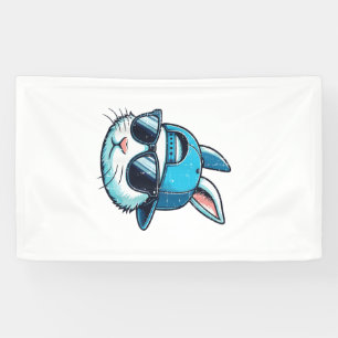 Easter Bunny Face Baseball Cap Sunglasses Rabbit B Banner