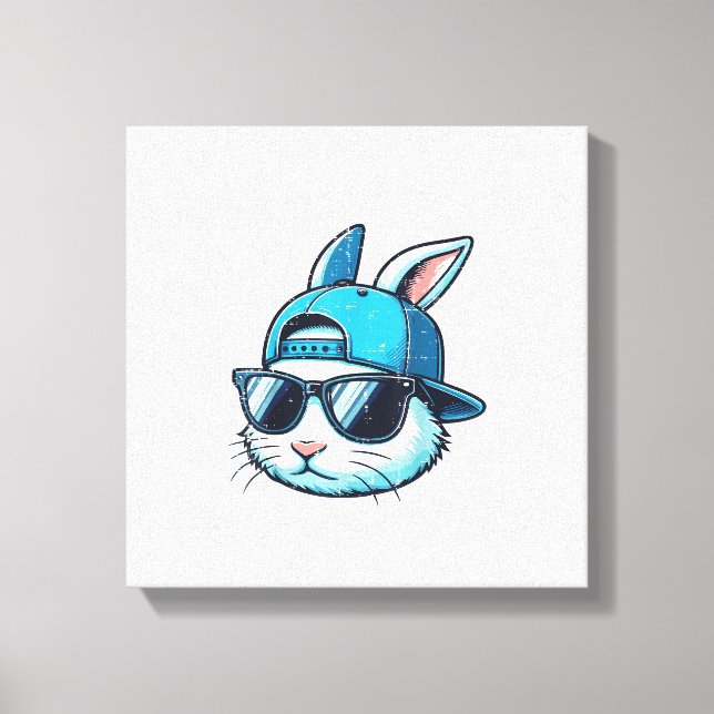Easter Bunny Face Baseball Cap Sunglasses Rabbit B Canvas Print (Front)