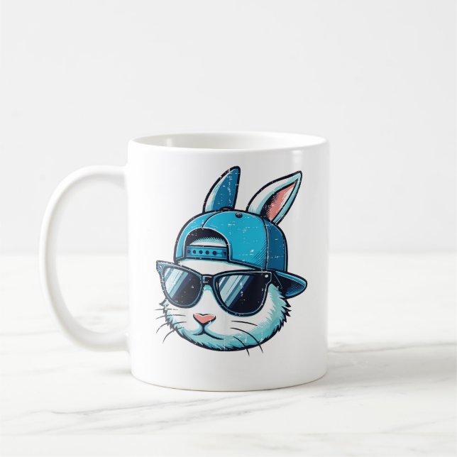 Easter Bunny Face Baseball Cap Sunglasses Rabbit B Coffee Mug (Left)