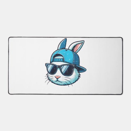 Easter Bunny Face Baseball Cap Sunglasses Rabbit B Desk Mat