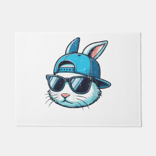 Easter Bunny Face Baseball Cap Sunglasses Rabbit B Doormat