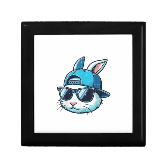 Easter Bunny Face Baseball Cap Sunglasses Rabbit B Gift Box (Front)