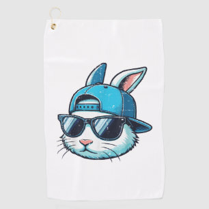 Easter Bunny Face Baseball Cap Sunglasses Rabbit B Golf Towel