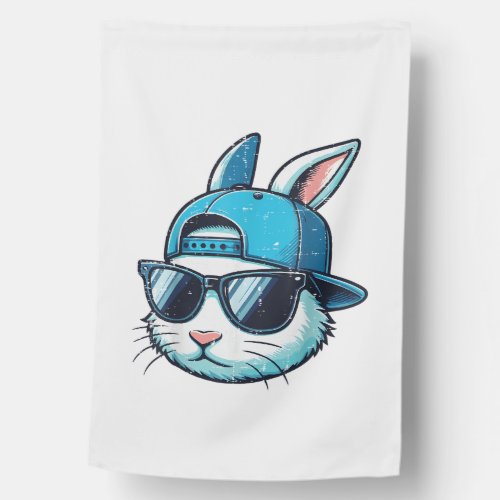 Easter Bunny Face Baseball Cap Sunglasses Rabbit B House Flag
