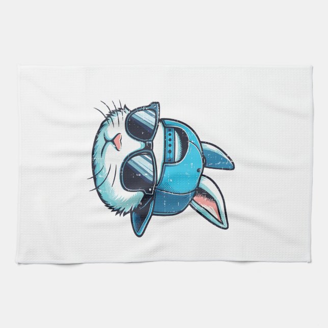Easter Bunny Face Baseball Cap Sunglasses Rabbit B Kitchen Towel (Horizontal)