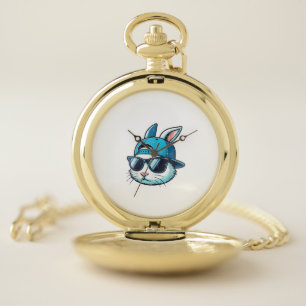 Easter Bunny Face Baseball Cap Sunglasses Rabbit B Pocket Watch
