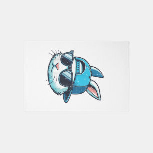 Easter Bunny Face Baseball Cap Sunglasses Rabbit B Rug