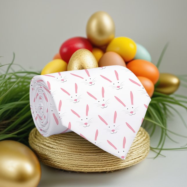 Easter Bunny Face Pattern Holiday Easter Neck Tie (Get this Easter tie for yourself or your family.)