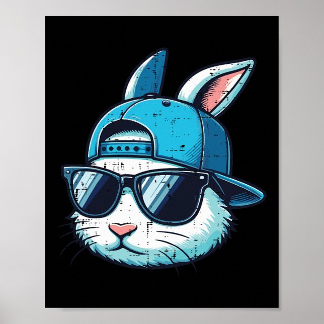 Easter Bunny Face Sell Cap Sungles Rabbit Boys Kid Poster (Front)