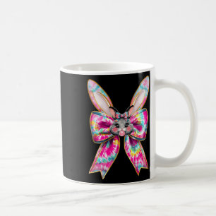 Easter Bunny Face Tie Dye Coquette Bow Easter Day Coffee Mug