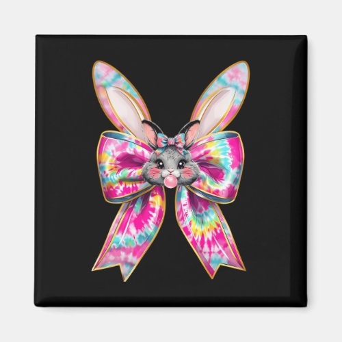 Easter Bunny Face Tie Dye Coquette Bow Easter Day  Magnet
