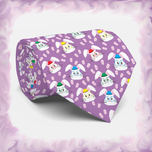 Easter Bunny Faces Pattern Purple Tie