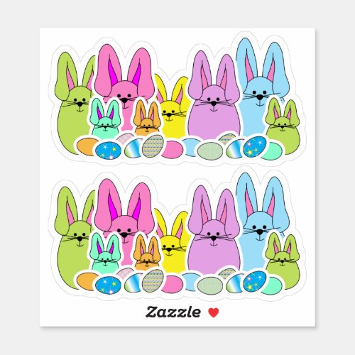 Easter Bunny Family _ Kiss_Cut Sticker