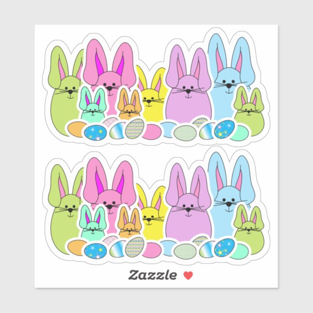 Easter Bunny Family - Kiss-Cut Sticker (Sheet)