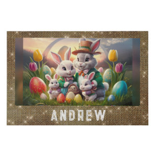 *~* Easter Bunny Family Portrait TV1 Personalize Faux Canvas Print