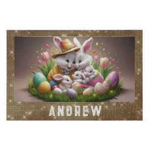 *~* Easter Bunny Family Portrait TV1 Personalize Faux Canvas Print
