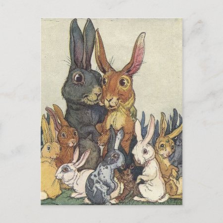 Easter Bunny Family Postcard