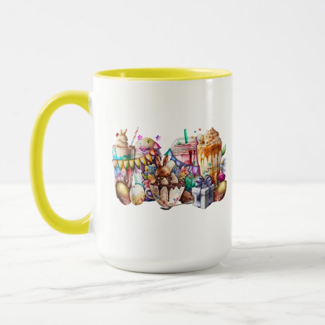 Easter Bunny Fancy Coffee Drinks Mug (Left)