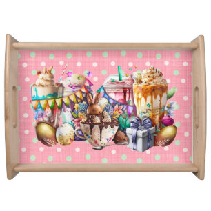 Easter Bunny Fancy Coffee Drinks Serving Tray