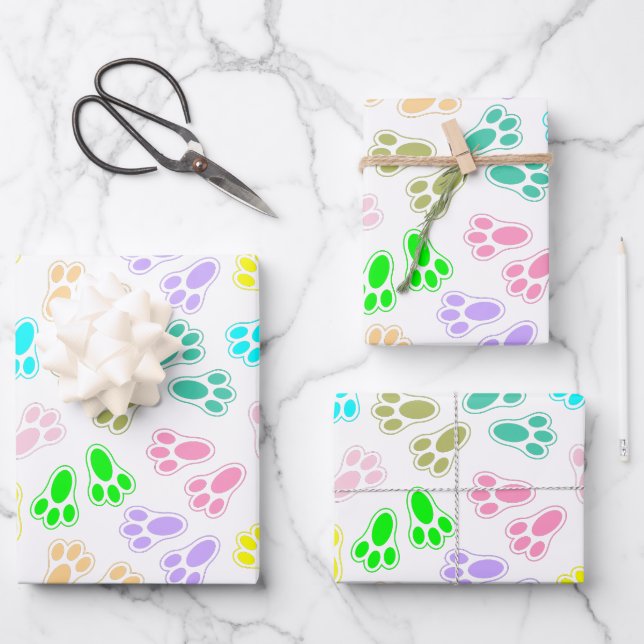 Easter Bunny Feet Pattern Custom Wrapping Paper Sheets (Front)