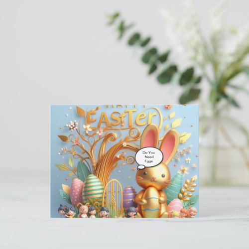 Easter  Bunny filled with vibrant hues Holiday Postcard