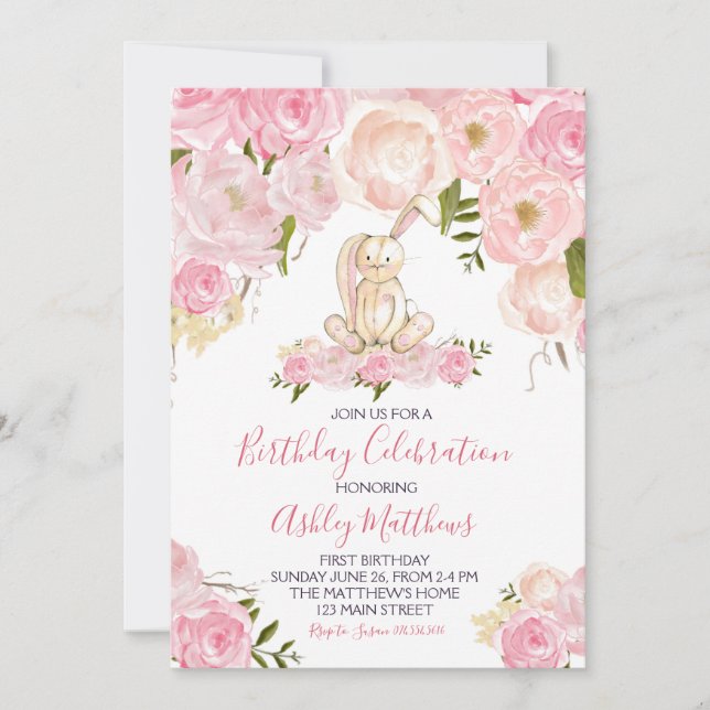 easter Bunny First birthday, some bunny Invitation (Front)